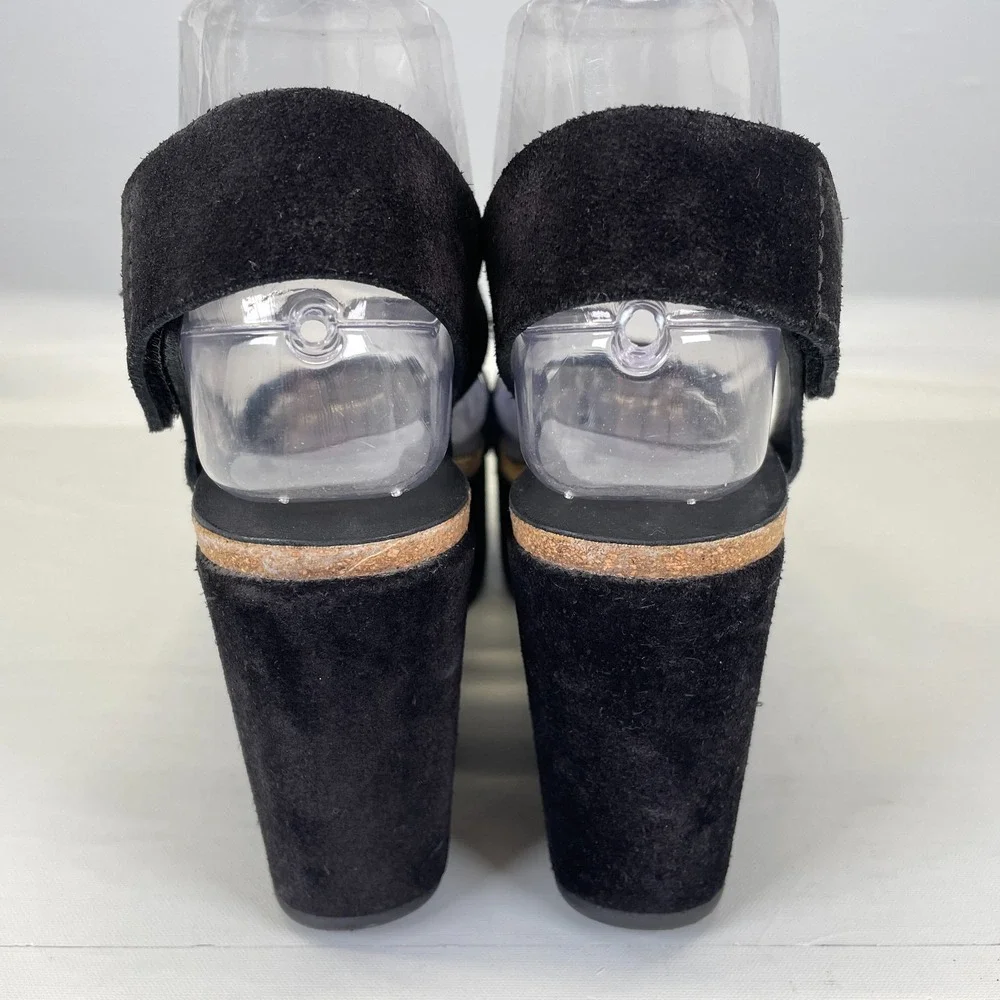 Pedro Garcia Platform Wedge Sandals Womens Size 36.5 US 6.5 Black Suede Shoes